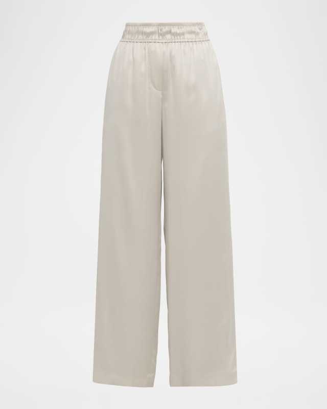 Stretch Silk Satin Track Trousers